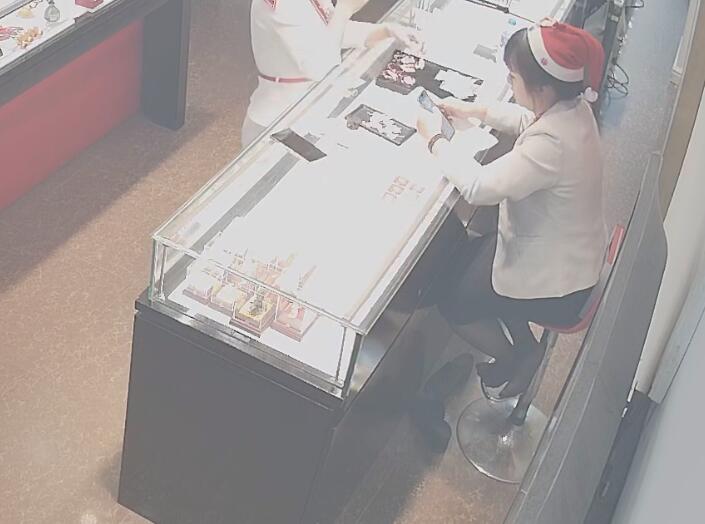 The jewelry store hostess manager show us her cute feet 13